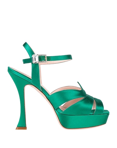 ROGER VIVIER Sandals Emerald green Textile fibres