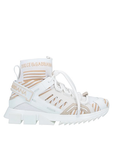 DOLCE&GABBANA Sneakers White 30% Polyester, 20% Cotton, 20% Viscose, 20% Calfskin, 10% Lambskin