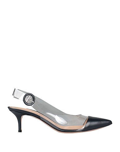GIANVITO ROSSI Court Navy blue Calfskin, PVC - Polyvinyl chloride