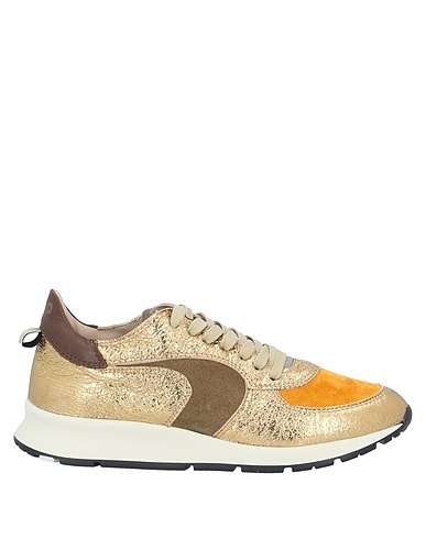 PHILIPPE MODEL Sneakers Gold Leather, Textile fibers