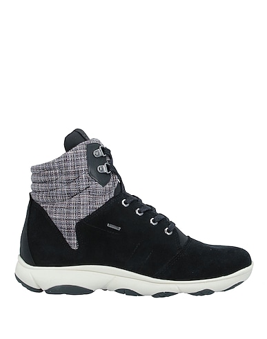 GEOX Sneakers Black Soft Leather, Textile fibres