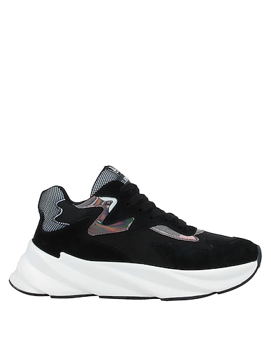ELENA IACHI Sneakers Black Leather, Textile fibers