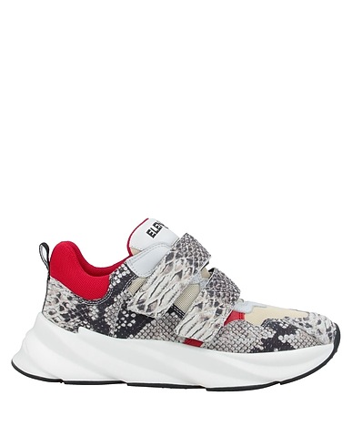 ELENA IACHI Sneakers Ivory Leather, Textile fibers