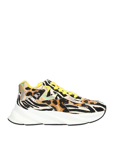 ELENA IACHI Sneakers Ivory Leather, Textile fibers