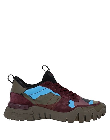 VALENTINO GARAVANI Sneakers Burgundy Leather, Textile fibers