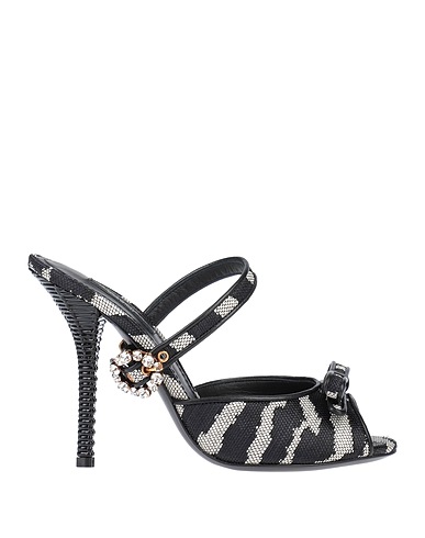 DOLCE&GABBANA Sandals Black Textile fibers, Leather