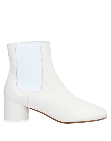 MM6 MAISON MARGIELA Ankle boot White Soft Leather, Elastic fibres