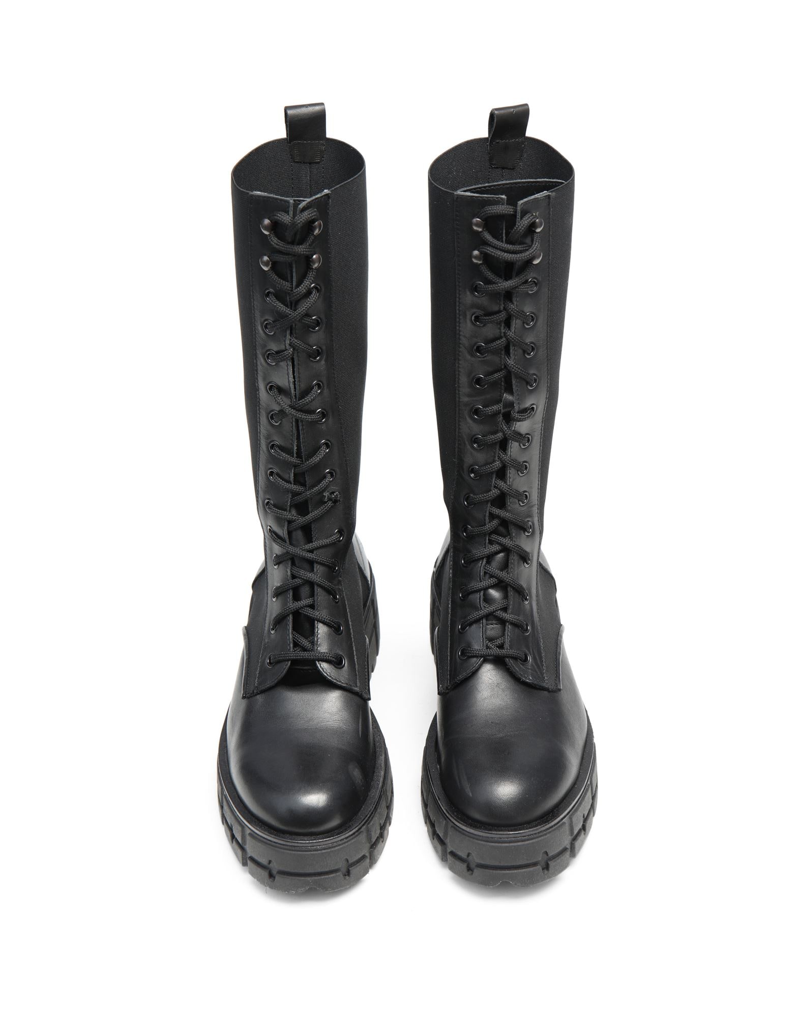 LEATHER-NYLON COMBAT BOOTS | サンダル ブラック レディース | YOOX