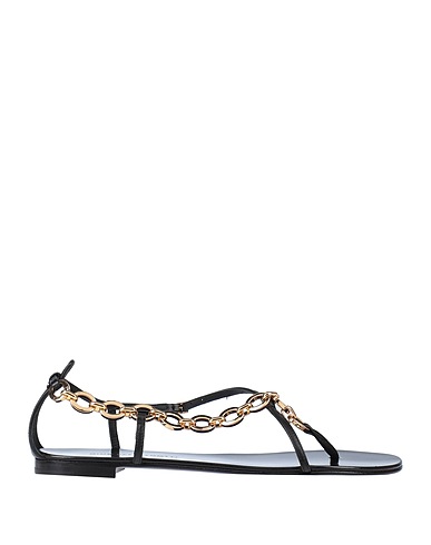 GIUSEPPE ZANOTTI Flip flops Black Leather, Metal