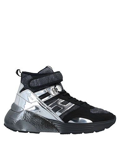 HOGAN Sneakers Black Leather, Textile fibers