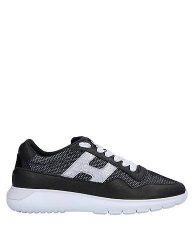 HOGAN Sneakers Black Leather, Textile fibers