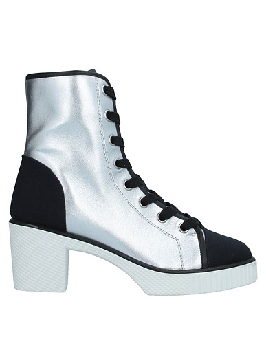 GIUSEPPE ZANOTTI Ankle boot Silver Leather, Textile fibres