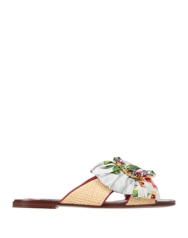 DOLCE&GABBANA Sandals Burgundy 65% Viscose, 25% Cotton, 10% Lambskin, Natural raffia