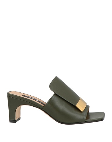 SERGIO ROSSI Sandals Military green Leather