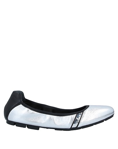 HOGAN Ballet flats Silver Leather, Rubber