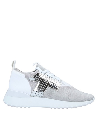 TOD'S Sneakers Light grey Soft Leather, Textile fibers