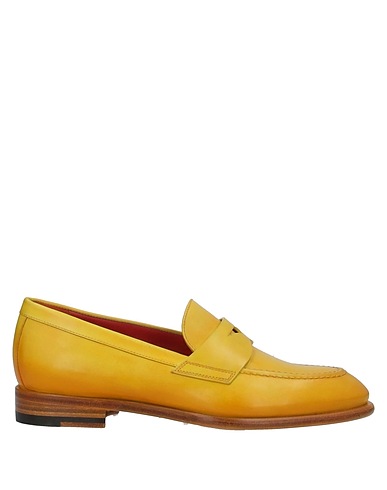 SANTONI Loafers Yellow Leather