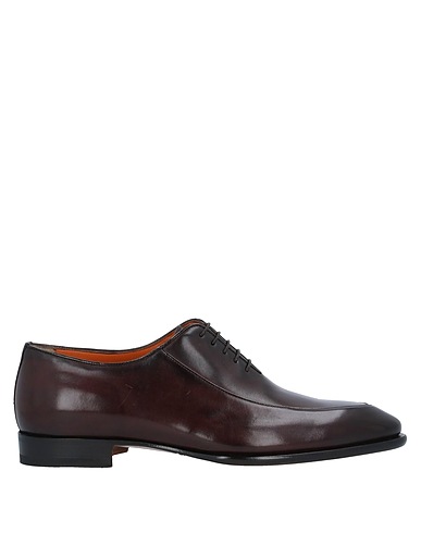 SANTONI Laced shoes Dark brown Soft Leather