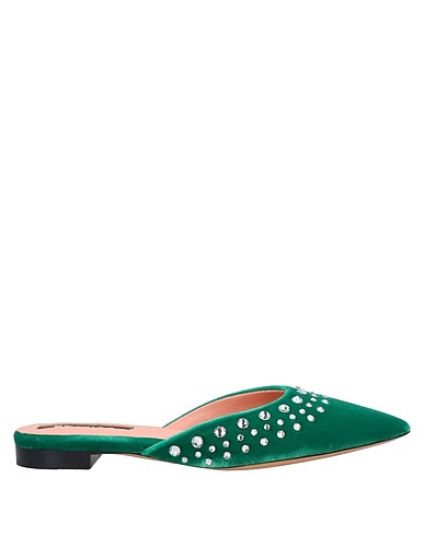 ROCHAS Mules and clogs Emerald green Textile fibres