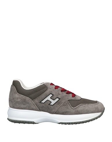 HOGAN Sneakers Grey Leather, Textile fibres