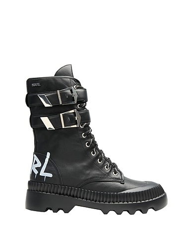 KARL LAGERFELD Ankle boot TREKKA II HI CUFF BUCKLE BOOT
 Black 100% Cow leather