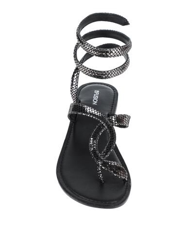 Cb Fusion Woman Thong Sandal Charcoal Size 8 Leather In Grey