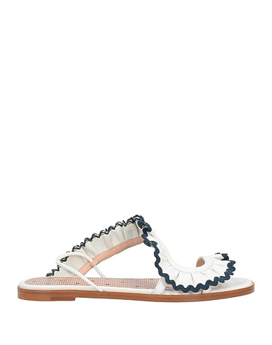 RED(V) Sandals White Leather, Textile fibres