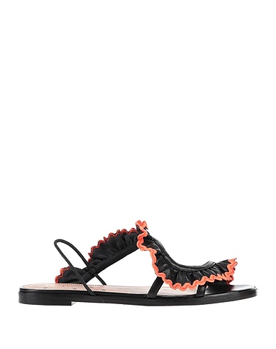 RED(V) Sandals Black Leather, Textile fibres