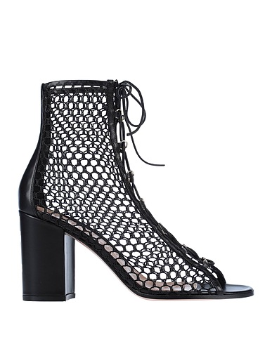 GIANVITO ROSSI Ankle boot Black Calfskin, Textile fibres
