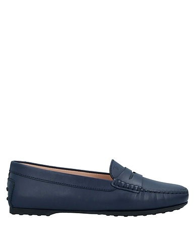 tods blue leather loafers