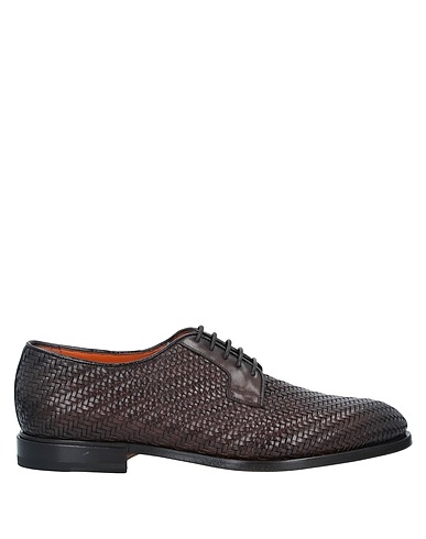 SANTONI Laced shoes Dark brown Soft Leather