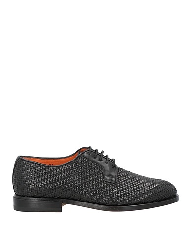SANTONI Laced shoes Black Soft Leather