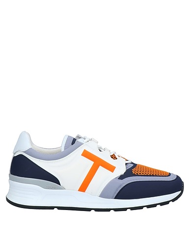 TOD'S Sneakers White Leather, Textile fibres