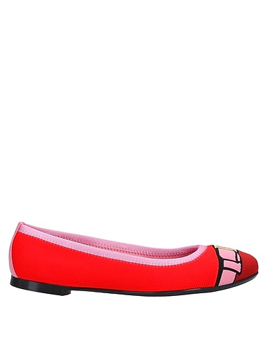 FERRAGAMO Ballet flats Red Textile fibers, Calfskin