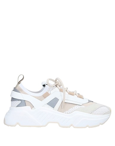 DOLCE&GABBANA Sneakers Ivory 50% Polyester, 20% Viscose, 15% Calfskin, 10% Cotton, 5% Acrylic