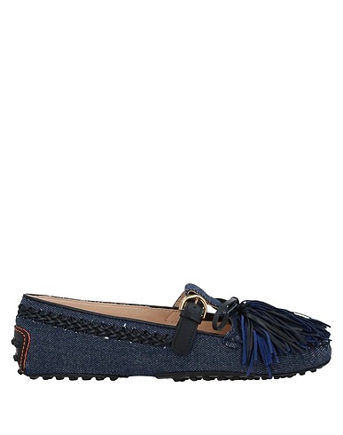 TOD'S Loafers Blue Textile fibers, Soft Leather