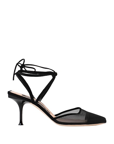 SERGIO ROSSI Pump Black Leather, Textile fibers