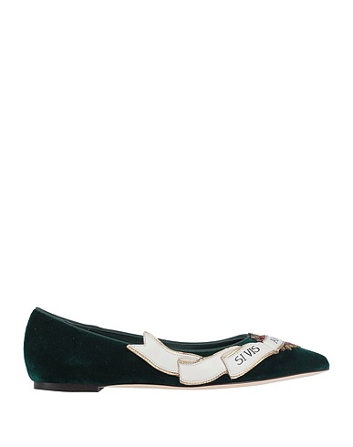 DOLCE&GABBANA Ballet flats Dark green 85% Cotton, 10% Lambskin, 5% Viscose