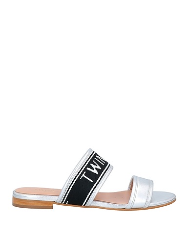 TWINSET Sandals Silver Soft Leather