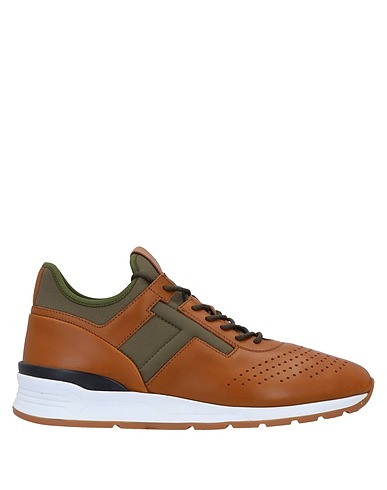 TOD'S Sneakers Brown Leather, Textile fibers