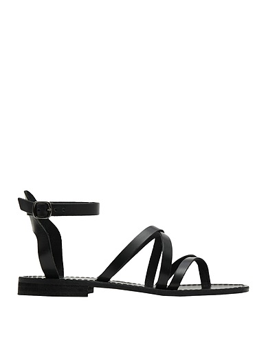 8 by YOOX Flip flops LEATHER MULTI-STRAP THONG FLAT SANDAL
 Black 100% Calfskin