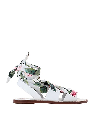 DOLCE&GABBANA Sandals White Leather, Textile fibres