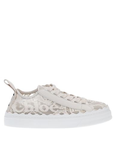 Chloé Lauren Scalloped Leather-trimmed Lace High-top Sneakers In Beige