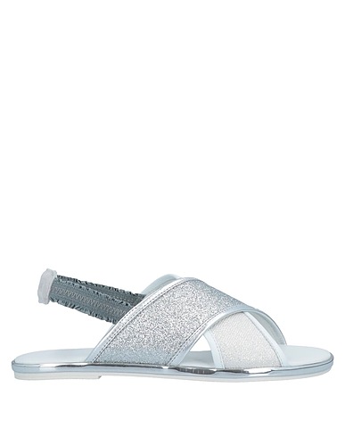HOGAN Sandals Silver Leather, Textile fibres