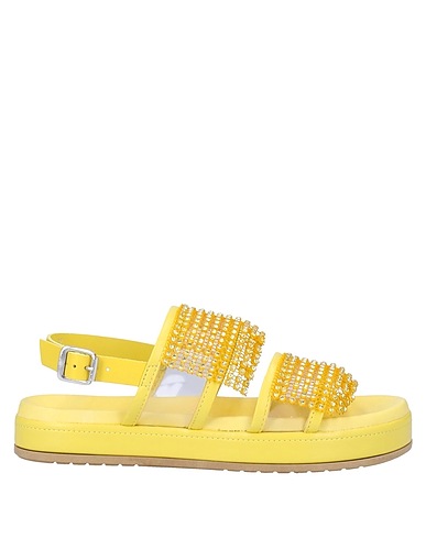 APEPAZZA Sandals Yellow Soft Leather, Textile fibers