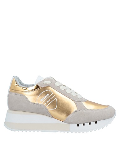 BLAUER. Sneakers Gold Soft Leather, Textile fibres