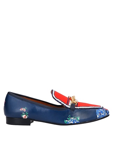 TORY BURCH Мокасины Иссиня-чёрный Кожа, Текстильное волокно