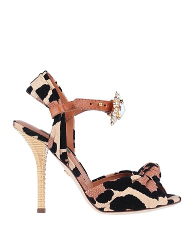 DOLCE&GABBANA Sandalen Braun Leder, Gewebefasern
