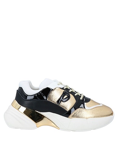 PINKO Sneakers Gold Soft Leather, Textile fibers