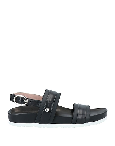 TARYN ROSE Sandals Black Leather, Textile fibres